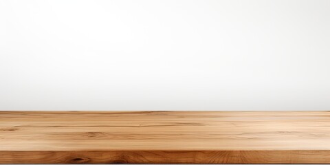 Wall Mural - Wooden table on white background for product display or montage purposes.