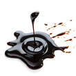 Black Puddle of balsamic vinegar top view isolated on white