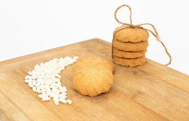 Poster - cookies or biscuits, traditional dessert, nutrition snack, dessert or breakfast food isolated on white background