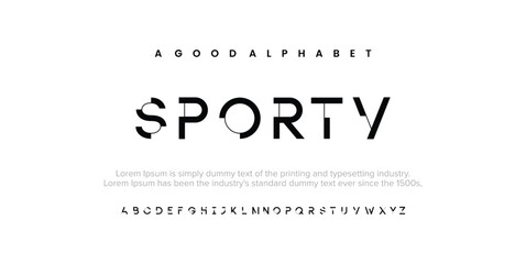 Wall Mural - Sporty Abstract Fashion font alphabet. Minimal modern urban fonts for logo, brand etc. Typography typeface uppercase lowercase and number. vector illustration