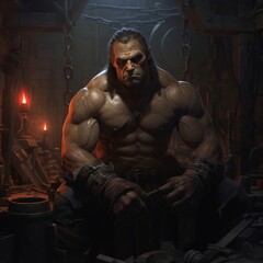 fantasy art, digital art, orc, dungeons and dragons orc