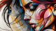 © wikiart - abstract background of woman face,  close up of colorful background.