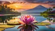 © Gabriella88 - Pink lotus flower on a quiet lake in the sunset, yoga, zen, meditation background, silence, calm, relax