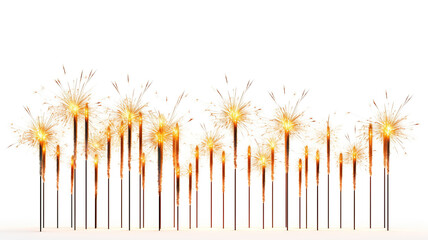 Wall Mural - Various sparklers and Bengal light sticks separated on a white background 