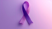 World Cancer Day Inscription. Healthcare And Medicine Concept - Purple Cancer Awareness Ribbon On Isolated White Background. 4 February Day, Bright Color, Ultra Realistic, Generative Ai
