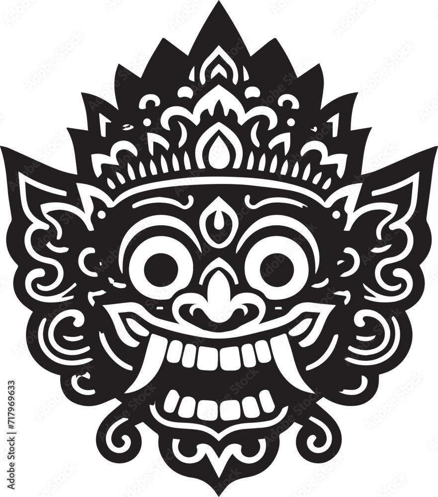 barong mask drawing