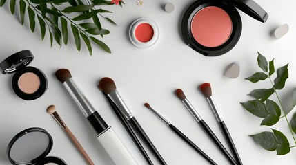 Wall Mural - a collection of makeup brushes and powders