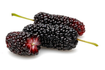 Sticker - Black mulberries isolated on white background