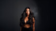 © Antonio - Beautiful brunette model with perfect complexion and long hair dressed in black posing