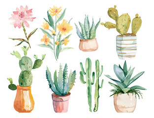 Wall Mural - Watercolor style hand-drawn plants