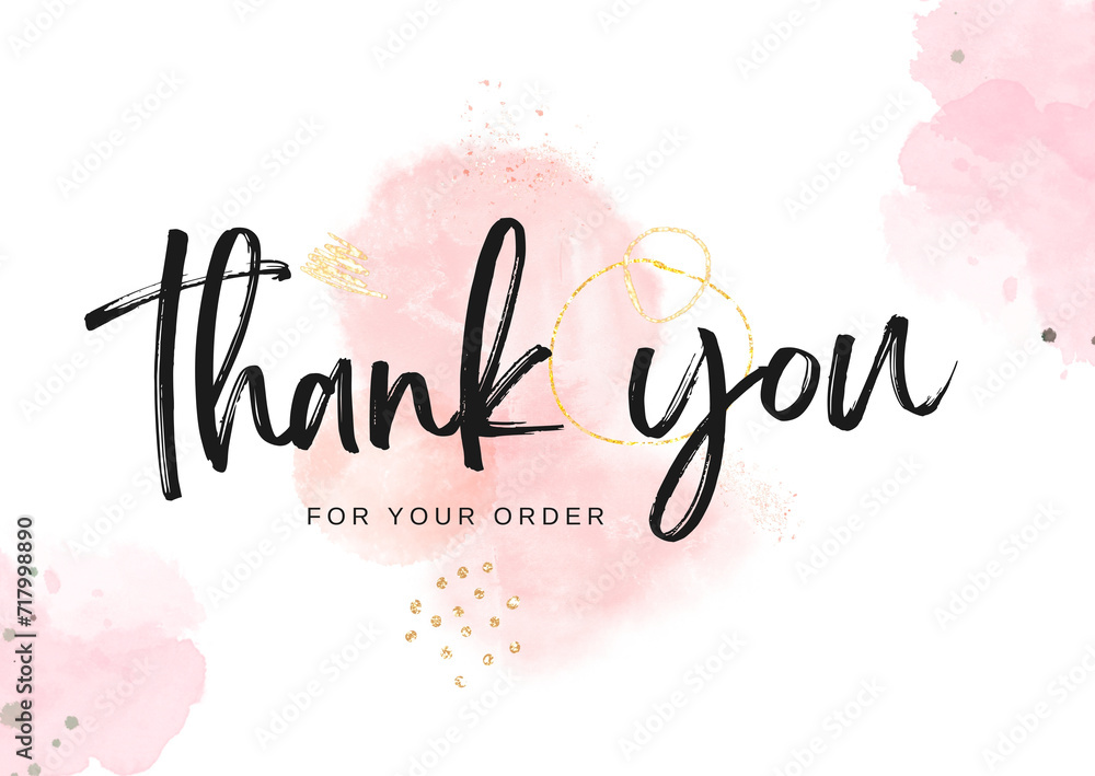 Pink Thank you for your order card design.Thanks card for online ...