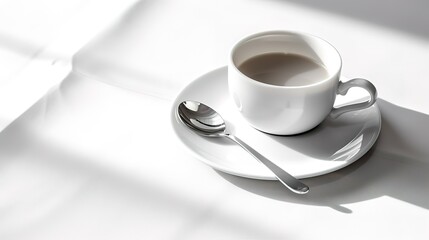 Wall Mural - Cup of coffee on a saucer on a white background. generative AI