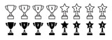 Fototapeta  - trophy cup vector icon set. football sport tournament champion victory award sign. trophy with 1, 2, 3 and star. contest price sign.