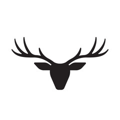 Simple silhouette of deer head with antler black and white symmetrical design