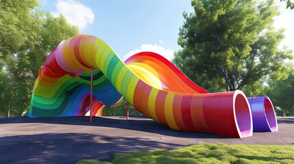 Rainbow Adventure: 3D Model of a Colorful Slide Taking Children on a Journey through a Vibrant World