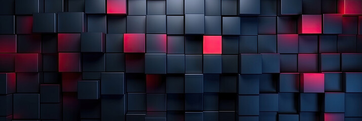 Wall Mural - Abstract geometric design on red black wall suitable for backgrounds, posters, 3d mosaic graphics lowpoly .cubes, squares, and lines create a modern, eyecatching pattern for various creative purposes