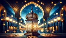 Glowing Ramadan Lantern With Magical Bokeh Lights
