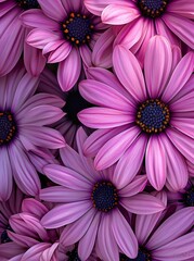 Wall Mural - large bright purple daisy flowers in a bouquet