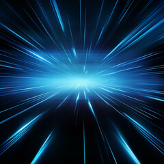 Wall Mural - Blue Wave Energy Flow Abstract Design with Light Lines and Fractal Motion.