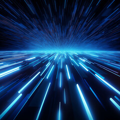 Wall Mural - Blue Wave Energy Flow Abstract Design with Light Lines and Fractal Motion.