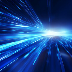 Wall Mural - Blue Wave Energy Flow Abstract Design with Light Lines and Fractal Motion.
