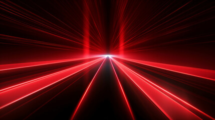 Wall Mural - Red Wave Energy Flow Abstract Design with Light Lines and Fractal Motion.