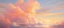 As The Sun Set, Casting Hues Of Pink And Orange Across The Horizon, A Beautiful Sky Unfolded, Adorned With Fluffy White Clouds And A Gentle Breeze.