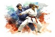 Women's judo sparring. Generation AI