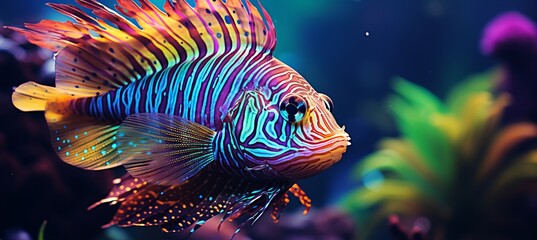 vibrant tropical fish in a bright aquarium, showcasing vivid colors and intricate scales.