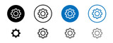 Fototapeta Pokój dzieciecy - Settings line icon set. Cogwheel gear computer button symbol in black and blue color.