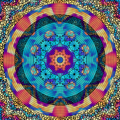 Aufkleber - Vector seamless mosaic art pattern. Art background. Mandala image
