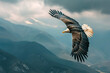 © YouAreBeautiful - Show an eagle soaring gracefully high in the sky - with a breathtaking panoramic view of mountains below.