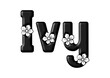 Ivy - black Color - written with engraved typical Hawaiian hibiscus flowers- ideal for websites, e-mail, sublimation greetings, banners, cards, t-shirt, sweatshirt, prints, cricut,