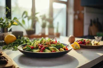 Canvas Print - Gourmet fresh vegetable salad on a plate