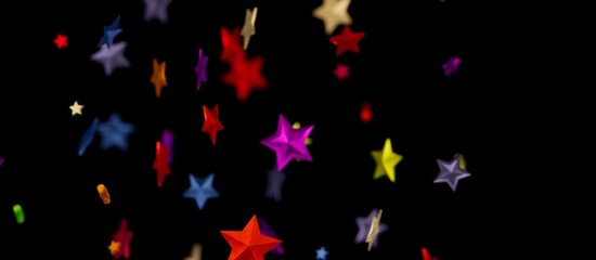 XMAS Stars - Banner with golden decoration. Festive border with falling glitter dust and stars.