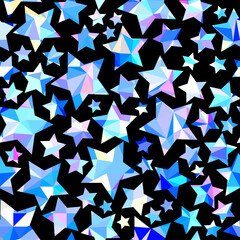 Leinwandbilder - Iridescent stars on pink background. Random stars pattern. Vector seamless illustration.