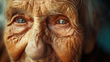 Fototapeta Sport - A close-up portrait of an elderly person with wrinkles that tell a lifetime of stories, remarkable faces, portrait, hd, expressive with copy space