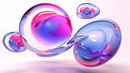 3d render realistic flying shapes in motion isolated on white background trendy designs.