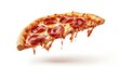 © siti - Template with delicious tasty slice of pepperoni pizza flying on white background. Generative AI