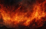 Fototapeta Perspektywa 3d - An illustration of orange flames in a photo on a black background. generative AI