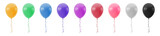 Collection set of colorful balloons isolated on transparent or white background, png