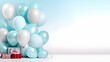 Blue and white balloons with gift boxes and ribbons -  Format 16:9
