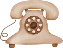 Watercolor Vintage Telephone