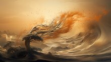 Beautiful Abstract Wind Storm Wallpaper Of A Tree Fighting Against