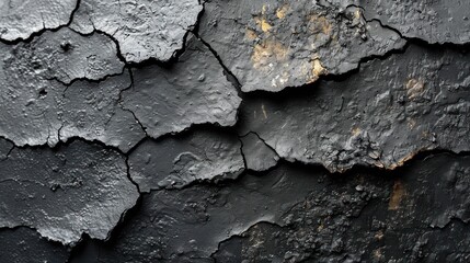 Wall Mural -  a close up of a black and white wall with peeling paint on it's sides and a yellow spot in the middle of the middle of the middle of the wall.