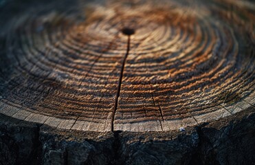 Poster -  a piece of wood that has been cut in half with a tree stump in the foreground and a tree stump in the foreground with a circular cut in the middle.