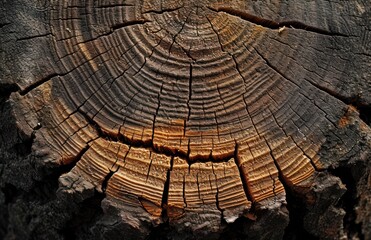 Poster -  a close up of a piece of wood that has been cut in half and has been defaced with wood shading from the top of the tree trunk.