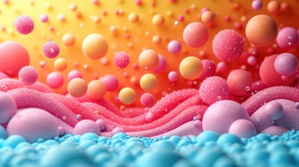 Wall Mural -  a close up of a cake with pink and blue icing on it and bubbles coming out of the top of the icing and on the bottom of the cake.