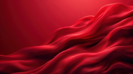 Canvas Print -  a red silk fabric blowing in the wind on a dark red background with a light spot in the middle of the image and a light spot in the middle of the top of the image.