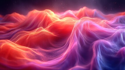 Canvas Print -  a computer generated image of a wave of pink and blue fabric with a red center in the middle of the image and a red center in the middle of the image.